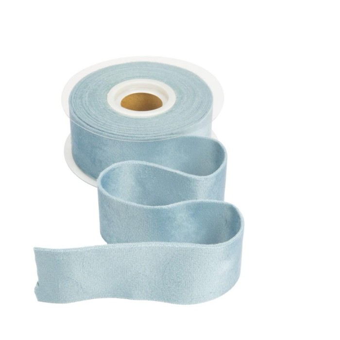 NASTRO VELLUTO DOPPIO MM25 X 7MT CELESTE POLVERE